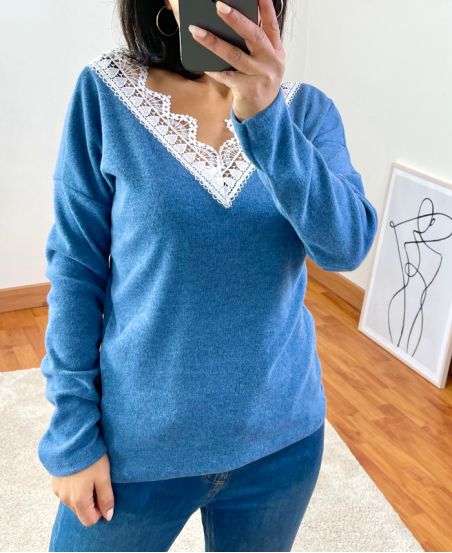 SWEET LACE SWEATER 1477 BLUE JEANS