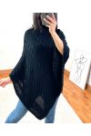 CAPE PONCHO MAILLE TORSADE A101 NOIR