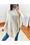 CAPE PONCHO MAILLE TORSADE A101 BEIGE