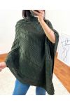 CAPE PONCHO MAILLE TORSADE A101 VERT MILITAIRE