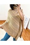 CAPE PONCHO MAGLIA INTRECCIATA A101 CAMMELLO