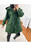OVERSIZE COAT WITH ADJUSTABLE LINK MILITARY GREEN 1527