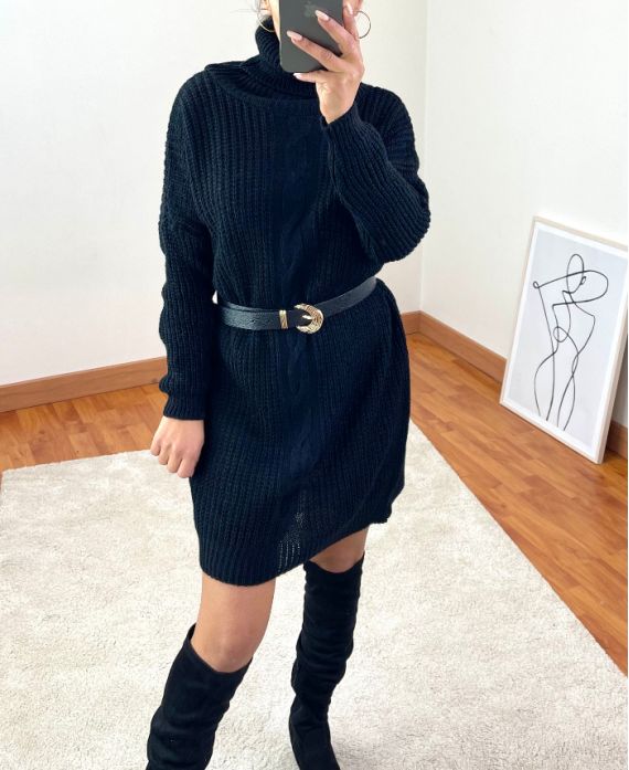 PULL LONG TORSADE 1020 NOIR