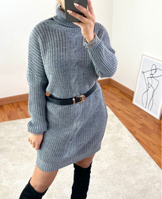 PULL LONG TORSADE 1020 GRIS