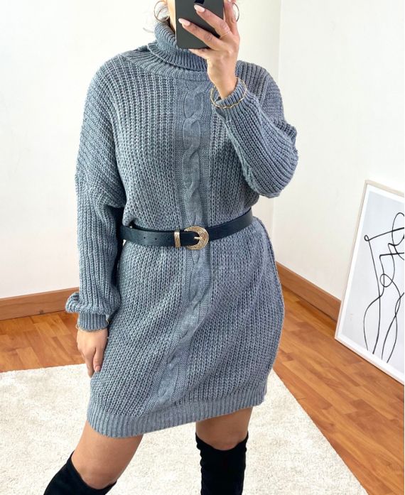 MAGLIONE LUNGO RITORTO 1020 GRIGIO - www.grossiste-pret-a-porter.com