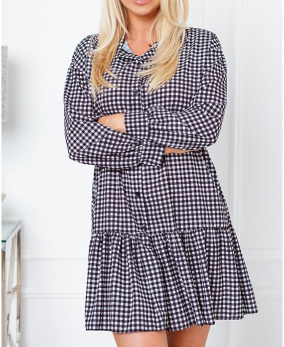 PLAID TUNIC DRESS 9857 GREY