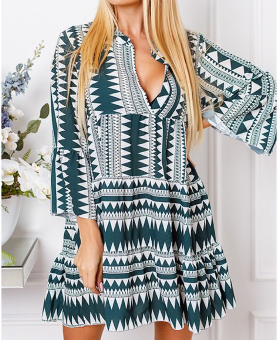 ROBE AZTEQUE EVASEE 18803 VERT 