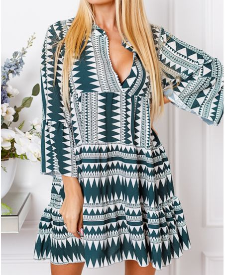 ROBE AZTEQUE EVASEE 18803 VERT 