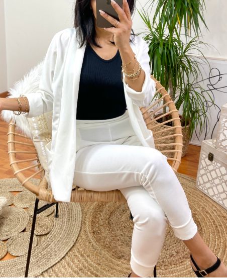BLAZER JACKET + MATCHING PANTS SET 8784 WHITE