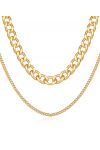 COLLIER DOUBLE CHAINE V99767 DORE