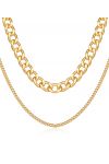 Dubbele ketting ketting V99767 goud