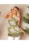 LONG LAYERED TOP WITH FLOWERS 0649 GREEN