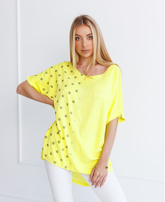 T-SHIRT EFFETTO DELAVE 6709 GIALLO NEON