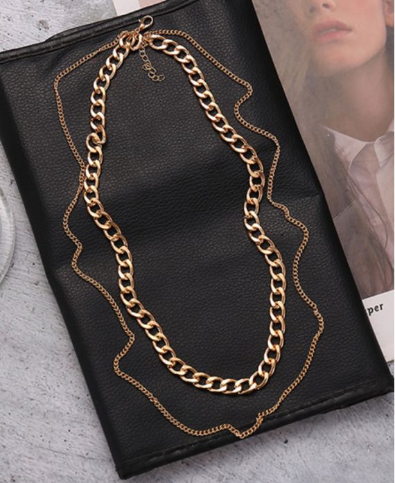 DOUBLE CHAIN NECKLACE 1211 GOLD