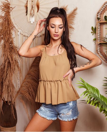 TOP BRETELLES A NOUER 21101 CAMEL