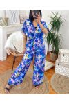 PRINTED FLUID PANTSUIT 4046P BLUE