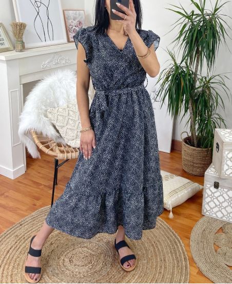 ROBE LONGUE IMPRIMEE 1181 NOIR