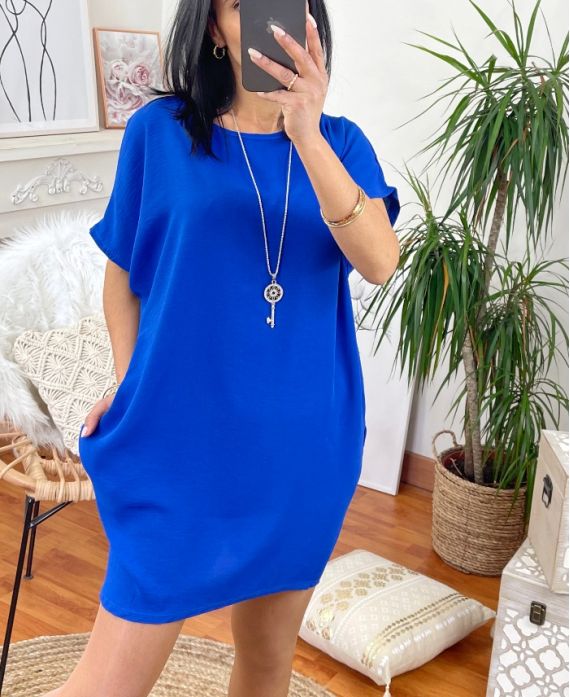 TUNIC DRESS 2 POCKETS + NECKLACE 
