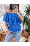 TOP IN PIZZO SPALLE DENUDEES BLU ROYAL 1770