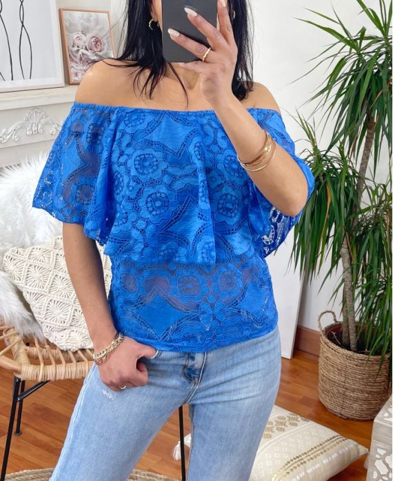 TOP LACE SHOULDERS DENUDEES BLU ROYAL 1770