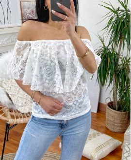 TOP LACE SHOULDERS DENUDEES WHITE 1770