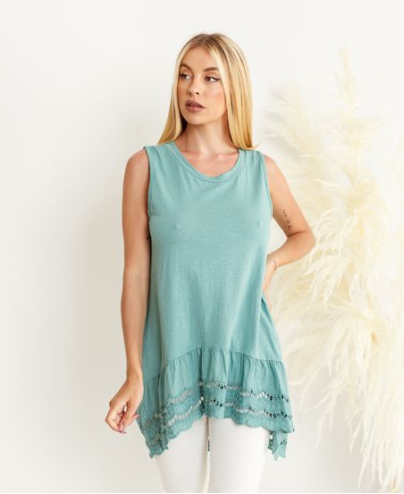 LONG TOP BASE EMBROIDERY 6638 GREEN