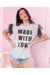 T-SHIRT PRINTS FRINGES 9945 GRAY