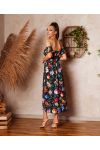 LONG FLORAL SLIT DRESS 1137 BLACK