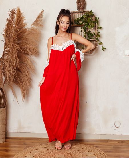 LONG LACE DRESS 6728 RED