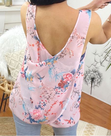 PACK 2 TOPS FLOWER BACK CROSS 9742 PINK
