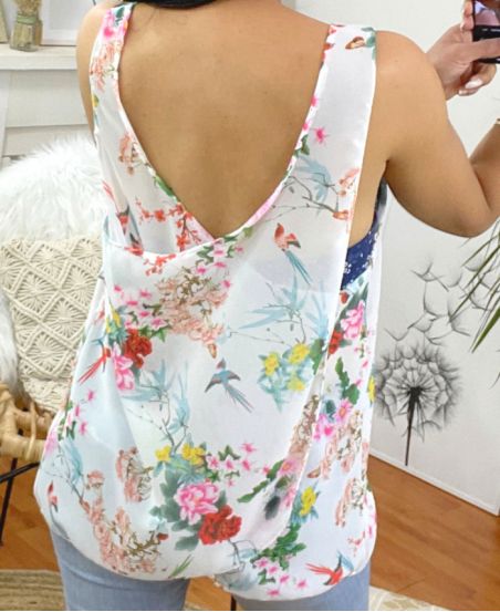 PACK 2 TOPS FLOWER DOS CROISE 9742 WHITE