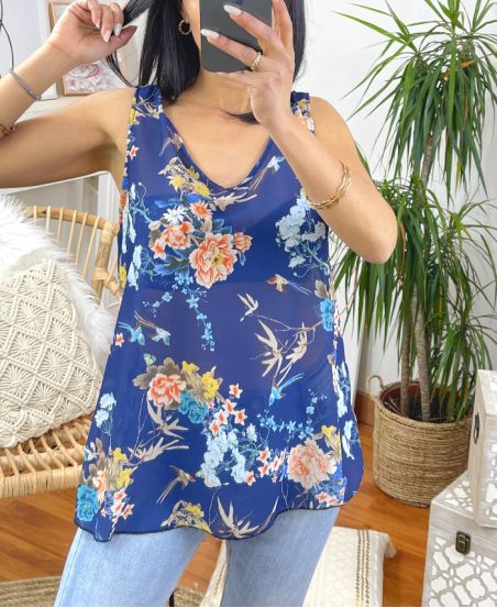 PACK 2 TOPS FLOWER DOS CROISE 9742 NAVY BLUE