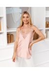 OBERTEILE AUS SATIN UND SPITZE MIT ROSE 6698