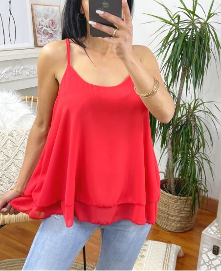 STRAPLESS SHEER TOP 5881 RED