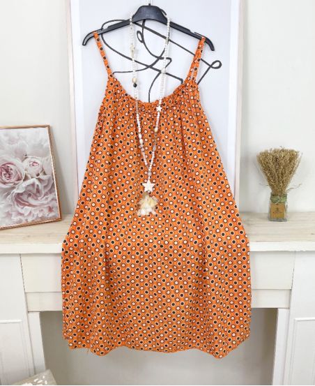 FLUID jurk met bandjes M11 oranje