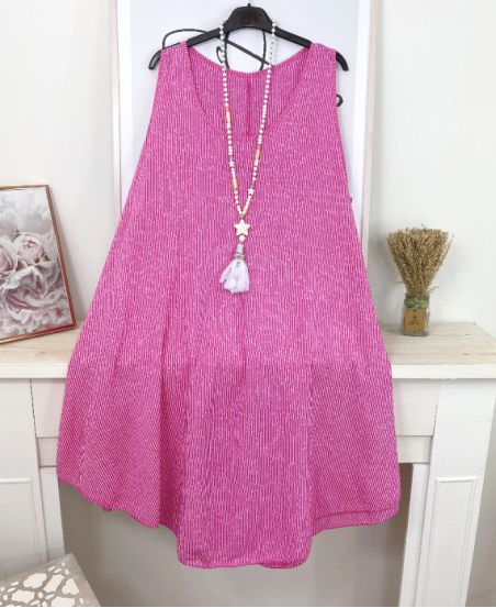 M7 roze gestreepte vloeiende jurk