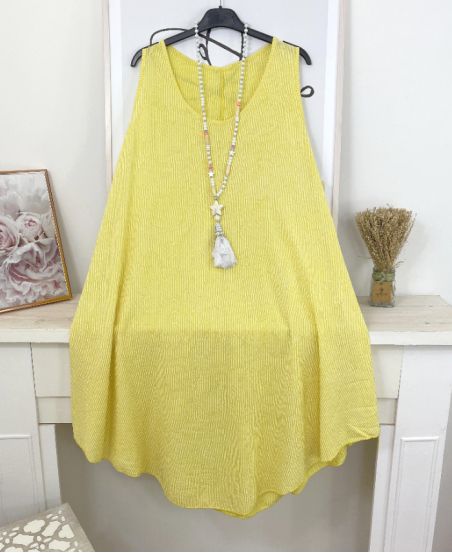FLOWING STRIPED DRESS M7 YELLOW