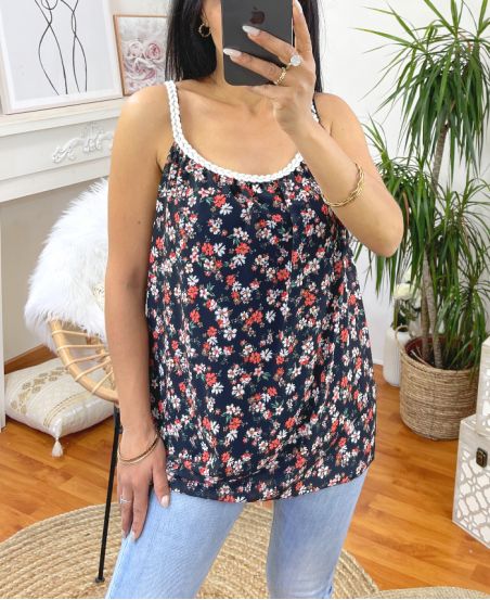 DOUBLE FLOWER SHEER TOP M15 BLACK