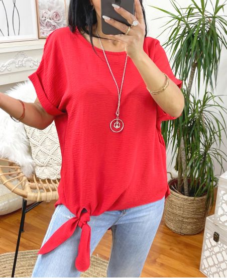 TIE TOP + NECKLACE M6 RED