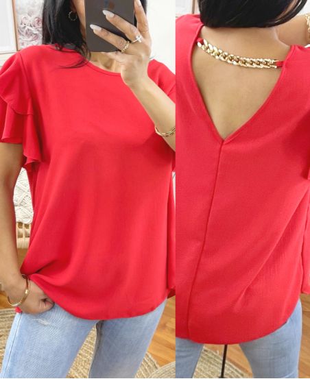TUNIC FRILLY SLEEVES OPEN BACK M41 RED