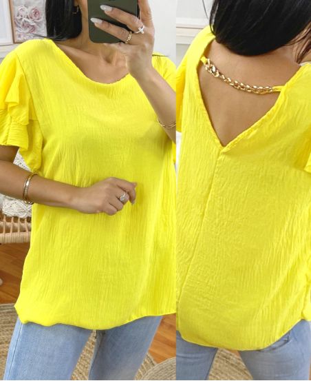 OPEN BACK FRILLY SLEEVE TUNIC M41 YELLOW