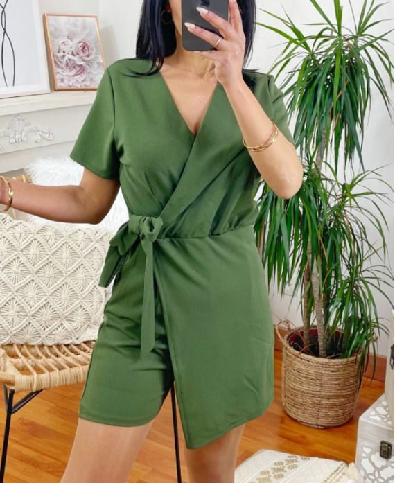 JUMPSUIT SHORT DRAPEE 1093 GREEN 