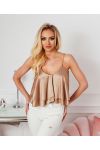 SATINE LAYERING TOP WITH CHAIN STRAPS 0472 BEIGE