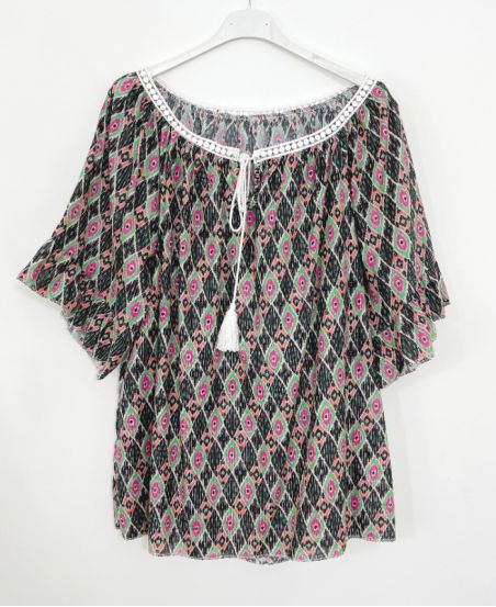 BOHEMIAN OVERSIZED TUNIC M33 BLACK