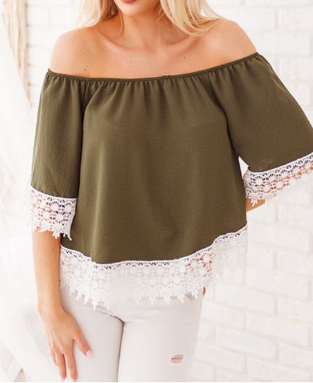 TOP DENTELLE COL ELASTIQUE 3929 VERT