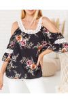 TOP SPITZE FLORAL SCHWARZ 6703