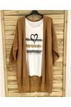 LARGE SIZE THIN SWEATER WITH HEART PRINT 2697 WHITE