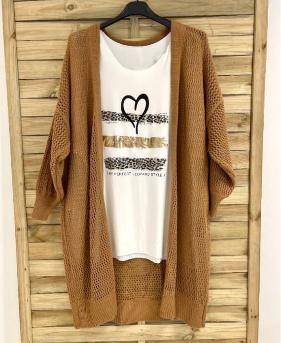LARGE SIZE THIN SWEATER WITH HEART PRINT 2697 WHITE