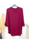 PLUS SIZE FLUID TUNIC WITH BUTTON 17221 BURGUNDY