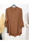 PLUS SIZE FLUID TUNIC WITH BUTTON 17221 CAMEL